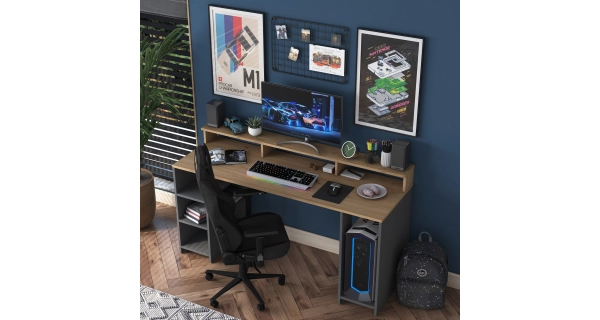 PC stůl ZALMIR, vlašský ořech/antracit