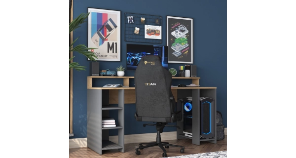 PC stůl ZALMIR, vlašský ořech/antracit