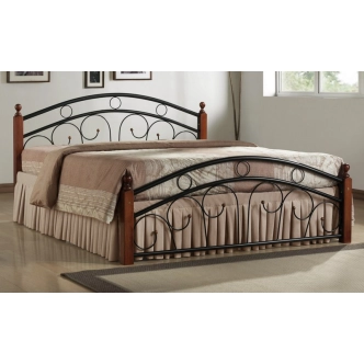 PEMBA, postel 180x200 s roštem, masiv/kov, třešeň antická