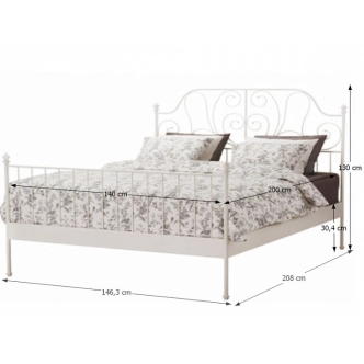 PENNATI kovová postel s roštem 140x200 cm, bílá