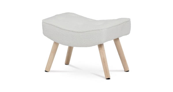 Podnožka GARJORIV, bílá látka, masiv kaučukovník