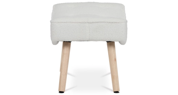 Podnožka GARJORIV, bílá látka, masiv kaučukovník