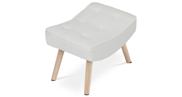 Podnožka GARJORIV, bílá látka, masiv kaučukovník