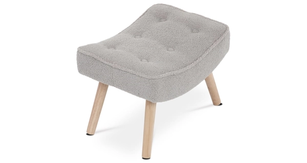 Podnožka GARJORIV, šedá látka, masiv kaučukovník