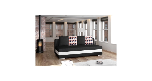 Pohovka ANDEM, černá látka/bílá ekokůže