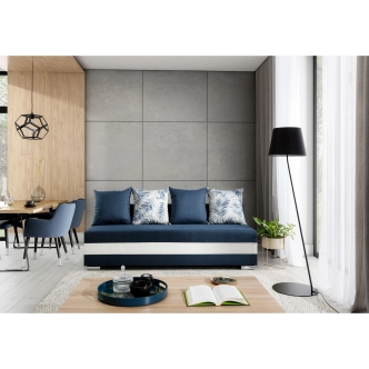 Pohovka ANDEM, modrá látka/bílá ekokůže