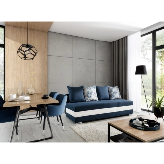 Pohovka ANDEM, modrá látka/bílá ekokůže