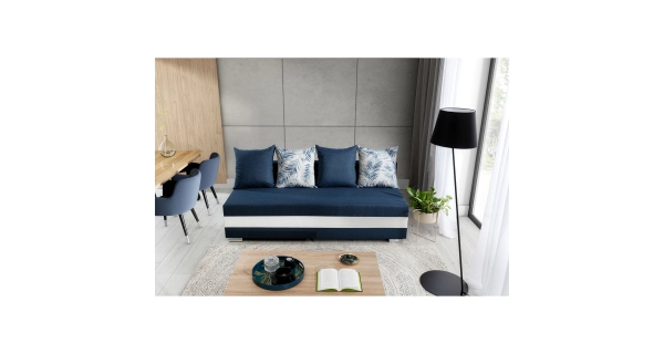 Pohovka ANDEM, modrá látka/bílá ekokůže