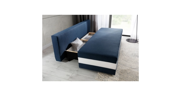 Pohovka ANDEM, modrá látka/bílá ekokůže