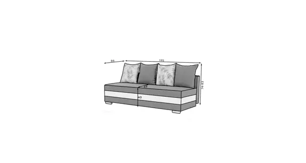 Pohovka ANDEM, světle šedá látka/bílá ekokůže