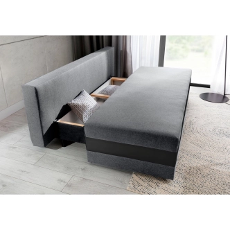 Pohovka ANDEM, světle šedá látka/černá ekokůže