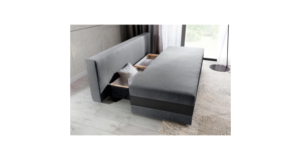 Pohovka ANDEM, světle šedá látka/černá ekokůže