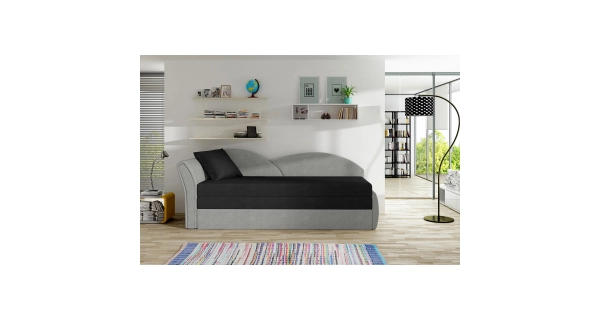 Pohovka BANBURY, levá, černá látka/šedá látka