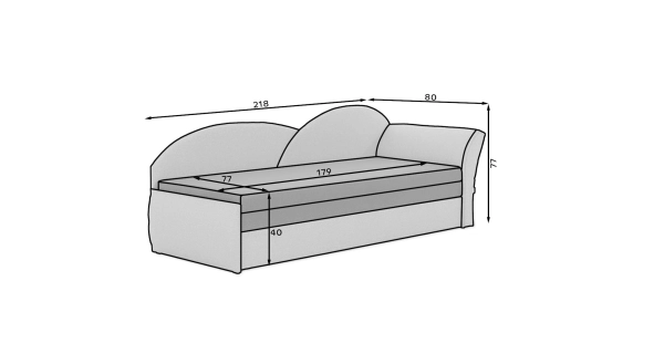 Pohovka BANBURY, levá, modrobílá vzorovaná látka/tmavě modrá látka