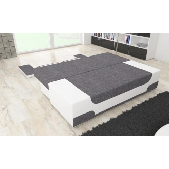 Pohovka BUKIN, černá látka/bílá ekokůže