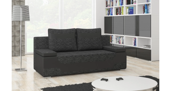 Pohovka BUKIN, černá látka/černá ekokůže