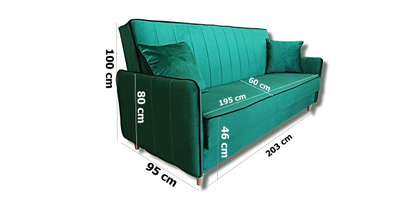 Pohovka GARBELYOR I, tmavě zelená látka