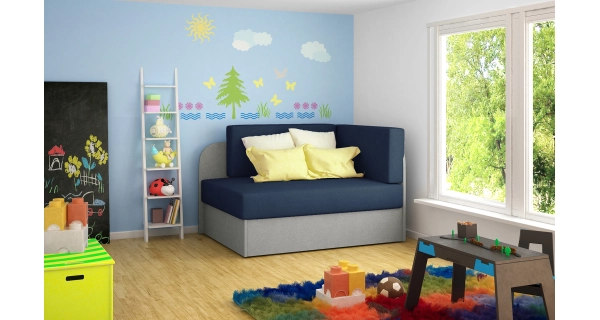 Pohovka HYSTRIX 01, modrá/světle šedá látka