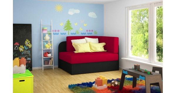 Pohovka HYSTRIX 02, červená/černá látka