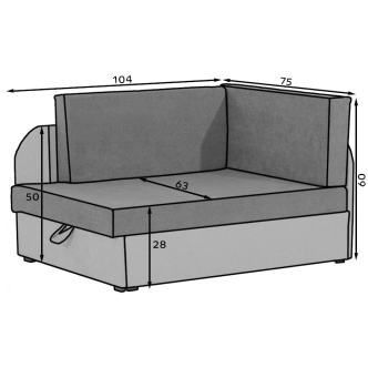 Pohovka HYSTRIX 03, tmavě šedá/světle šedá látka