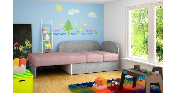 Pohovka HYSTRIX 08, růžová/světle šedá látka