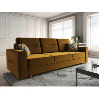 Pohovka LELLIS, hořčicová/polštáře M58