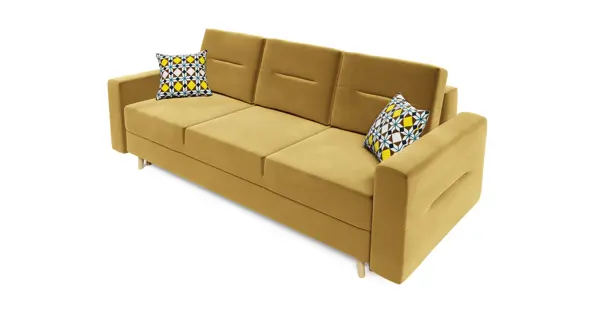 Pohovka LELLIS, hořčicová/polštáře M58