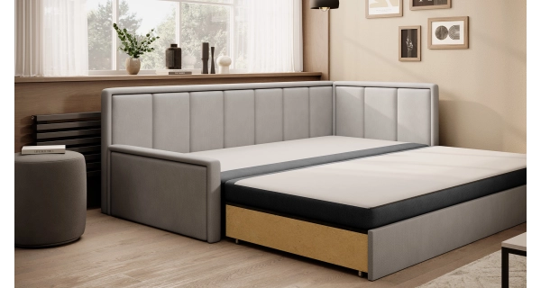 Pohovka MESAS 01, pravá, šedá látka