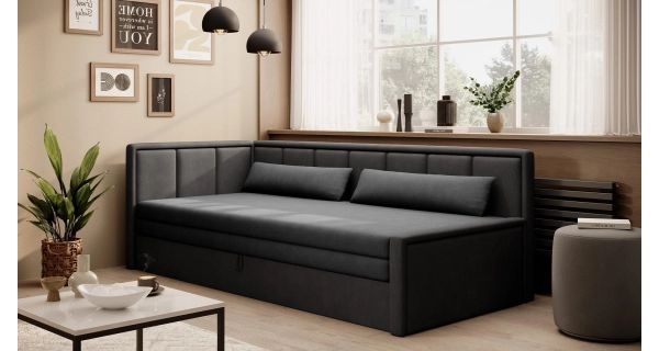 Pohovka MESAS 02, levá, šedá látka/černá látka