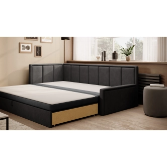 Pohovka MESAS 02, levá, šedá látka/černá látka