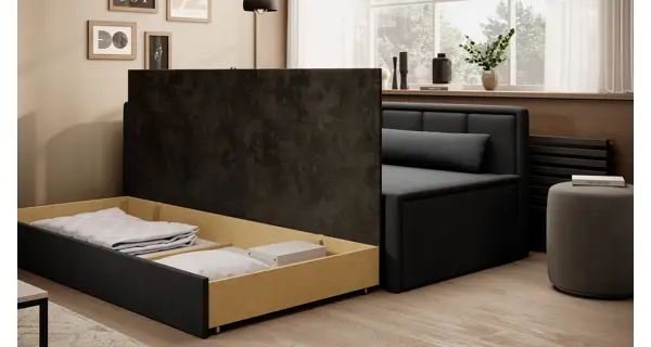 Pohovka MESAS 02, levá, šedá látka/černá látka