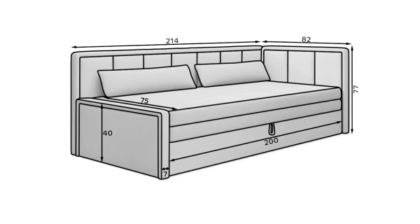 Pohovka MESAS 02, levá, šedá látka/černá látka
