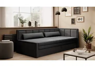 Pohovka MESAS 02, pravá, šedá látka/černá látka