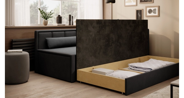 Pohovka MESAS 02, pravá, šedá látka/černá látka