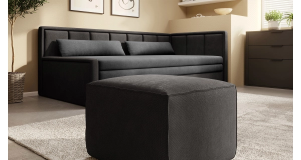 Pohovka MESAS 02, pravá, šedá látka/černá látka