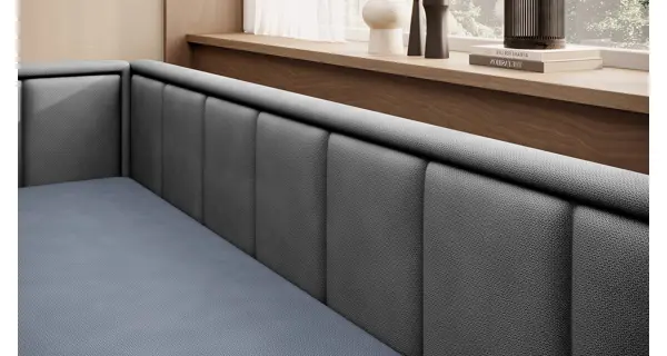 Pohovka MESAS 04, levá, modrá látka/šedá látka