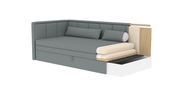 Pohovka MESAS 04, levá, modrá látka/šedá látka