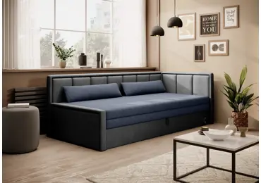 Pohovka MESAS 04, pravá, modrá látka/šedá látka