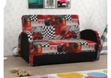 Pohovka MIMAS II - A, látka potisk formule/černá látka