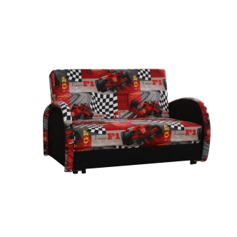 Pohovka MIMAS II - A, látka potisk formule/černá látka