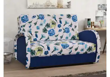 Pohovka MIMAS II - C, látka potisk květy/modrá látka