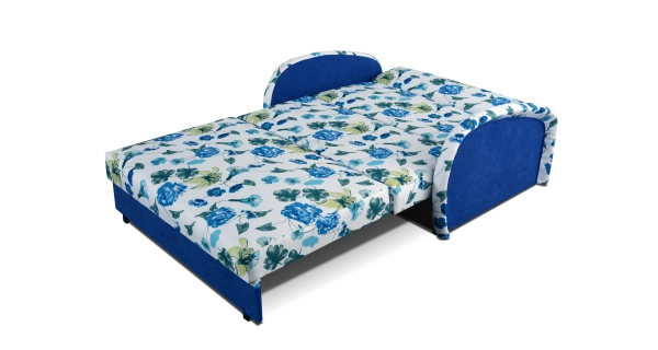 Pohovka MIMAS II - C, látka potisk květy/modrá látka