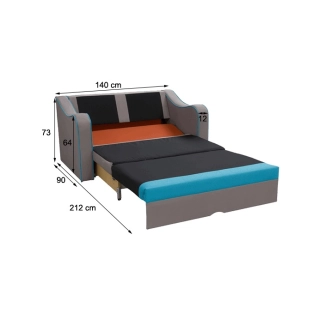 Pohovka PELAGIA, tmavě šedá/světle šedá