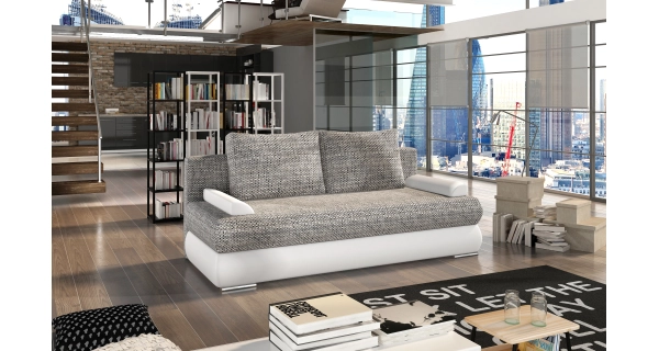 Pohovka ROBUR, šedá látka/bílá ekokůže