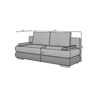 Pohovka ROBUR, světle šedá látka/černá ekokůže