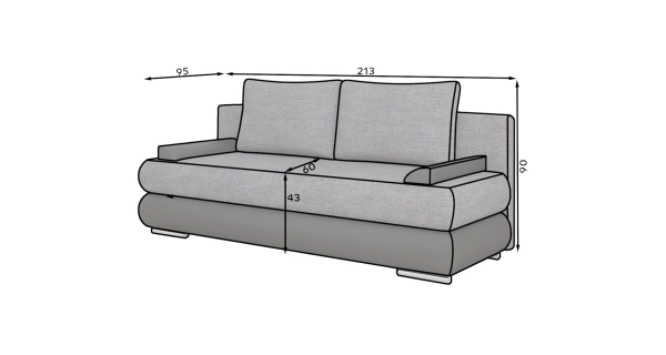 Pohovka ROBUR, tmavě šedá látka/bílá ekokůže