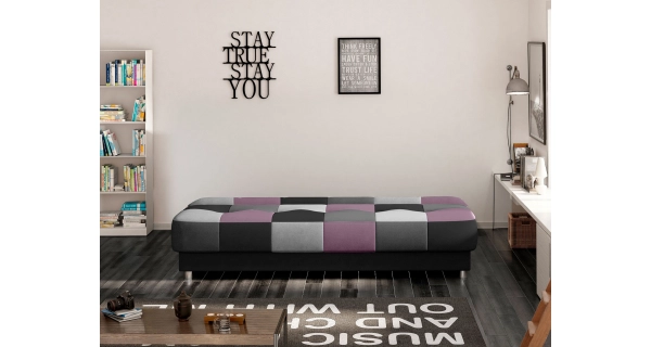 Pohovka SCIORRA 1, černo-šedo-fialová látka