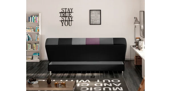 Pohovka SCIORRA 1, černo-šedo-fialová látka