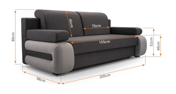 Pohovka SHINZI, tmavě šedá/světle šedá