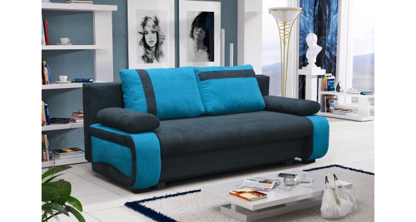 Pohovka SPHINX, černá látka/modrá látka